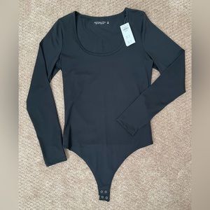 Abercrombie long sleeve soft collection thong bodysuit. Color black. Size medium